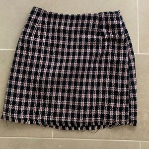 H&M Black and Pink Plaid Skirt